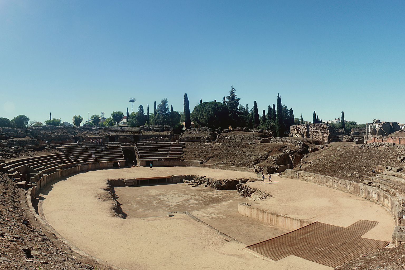 Vista panorámica del anfiteatro romano de Mérida